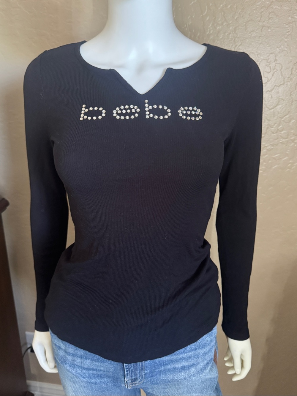 Bebé black long sleeve top small